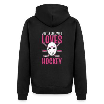 Just A Girl Who Loves Hockey Ice Hockey Girl - Unisex Premium Bio Zip Hoodie - Schwarz - Hinten - Nico (187cm)