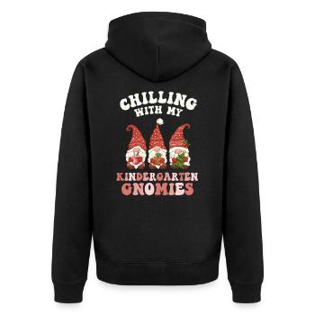 Chillen mit Kindergärtnerin - Unisex Premium Bio Zip Hoodie - Schwarz - Hinten - Nico (187cm)