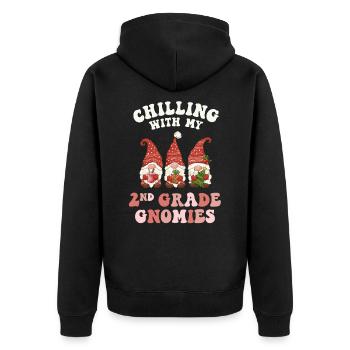 2. Klasse Lehrer Weihnachten chillen mit meinem - Unisex Premium Bio Zip Hoodie - Schwarz - Hinten - Nico (187cm)