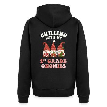 Lehrerin der 1. Klasse Weihnachten chillt mit meinem - Unisex Premium Bio Zip Hoodie - Schwarz - Hinten - Nico (187cm)