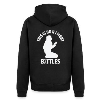 Jesus Anbetung Christliche Kämpfe Religiöser - Unisex Premium Bio Zip Hoodie - Schwarz - Hinten - Nico (187cm)