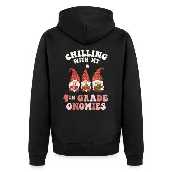 4. Klasse Lehrer Weihnachten chillen mit meinem - Unisex Premium Bio Zip Hoodie - Schwarz - Hinten - Nico (187cm)