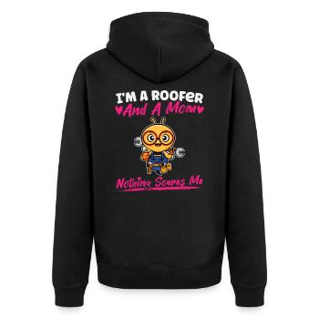 I'm A Roofer And A Mom Nothing Scares Me - Unisex Premium Bio Zip Hoodie - Schwarz - Hinten - Nico (187cm)