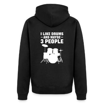 I Like Drums And Maybe 3 People Drummer - Unisex Premium Organic Zip Hoodie - black - Back - Nico (187cm)