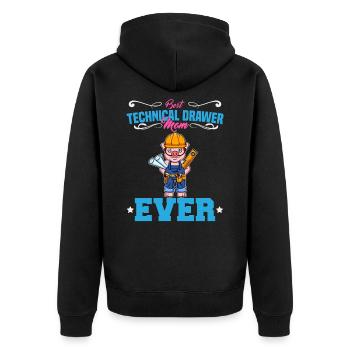 Best Technical Drawer Mom Ever Funny Archtect Gift - Unisex Premium Bio Zip Hoodie - Schwarz - Hinten - Nico (187cm)