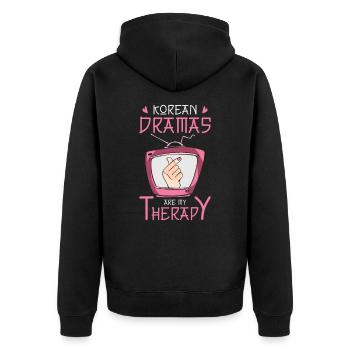 Kdrama Binge Watching Korean Drama Therapy Kpop - Unisex Premium Organic Zip Hoodie - black - Back - Nico (187cm)