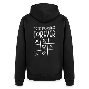 Valentinstag Kinder Familie Tic Tac Toe Spiel - Unisex Premium Bio Zip Hoodie - Schwarz - Hinten - Nico (187cm)