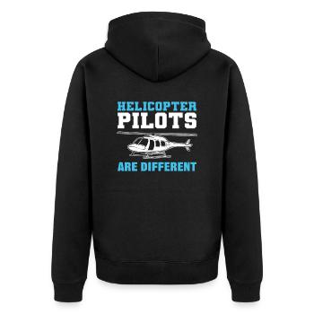 Helicopter Pilots Are Different - Unisex Premium Bio Zip Hoodie - Schwarz - Hinten - Nico (187cm)