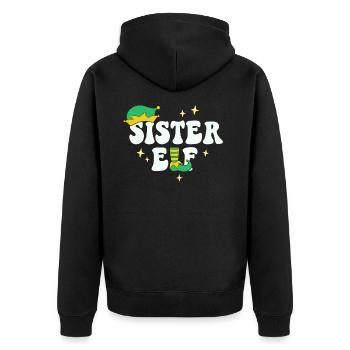 Schwester Elf Passende Familie Weihnachtsgruppe Weihnachten - Unisex Premium Bio Zip Hoodie - Schwarz - Hinten - Nico (187cm)