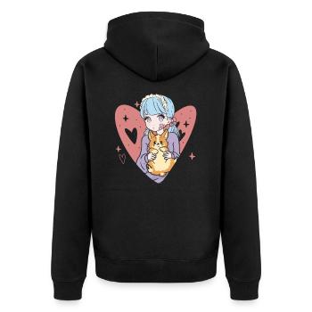 Anime Stylish Cute Girl Retro Kawaii - Veste à capuche bio Premium Unisexe - noir - Dos - Nico (187cm)