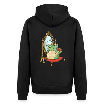 Elegantes Königshaus Prinz Kröte Frosch Amphibie - Unisex Premium Bio Zip Hoodie - Schwarz - Hinten - Nico (187cm)
