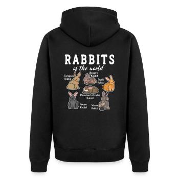 Kaninchen der Welt - Unisex Premium Bio Zip Hoodie - Schwarz - Hinten - Nico (187cm)