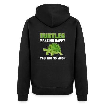 Turtles Make Me Happy You Not So Much Sea Turtle - Unisex Premium Bio Zip Hoodie - Schwarz - Hinten - Nico (187cm)