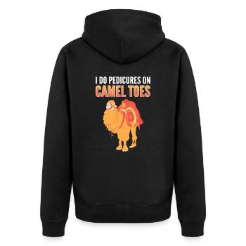 I Do Pedicures On Camel Toes Camels Pedicure - Unisex Premium Bio Zip Hoodie - Schwarz - Hinten - Nico (187cm)