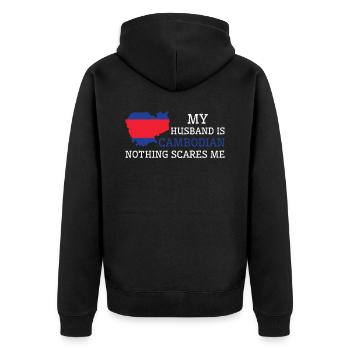 Nothing Scares Me Cambodian Husband Cambodia - Unisex Premium Organic Zip Hoodie - black - Back - Nico (187cm)