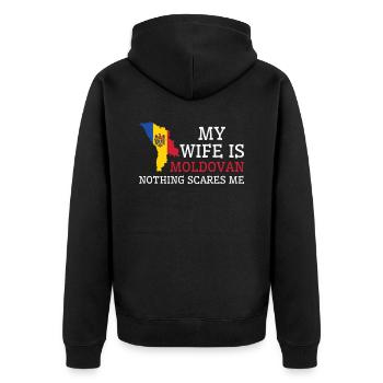 Nothing Scares Me Moldovan Wife Moldova - Unisex Premium Organic Zip Hoodie - black - Back - Nico (187cm)