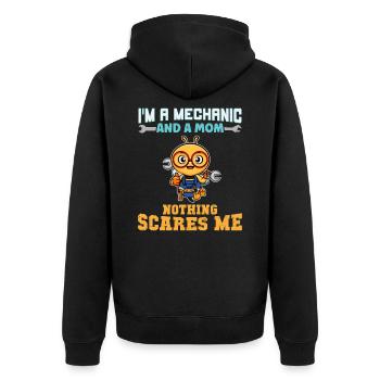 I'm A Mechanic And A Mom Nothing Scares Me - Unisex Premium Bio Zip Hoodie - Schwarz - Hinten - Nico (187cm)