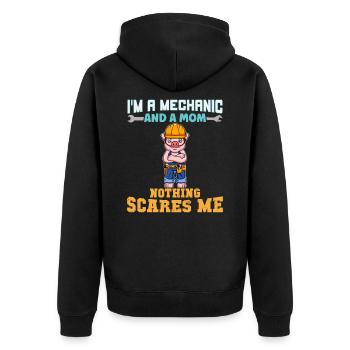 I'm A Mechanic And A Mom Nothing Scares Me - Unisex Premium Bio Zip Hoodie - Schwarz - Hinten - Nico (187cm)