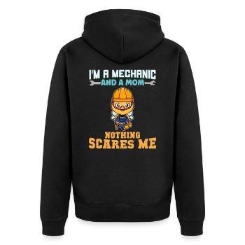 I'm A Mechanic And A Mom Nothing Scares Me - Unisex Premium Bio Zip Hoodie - Schwarz - Hinten - Nico (187cm)