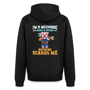 I'm A Mechanic And A Mom Nothing Scares Me - Unisex Premium Bio Zip Hoodie - Schwarz - Hinten - Nico (187cm)