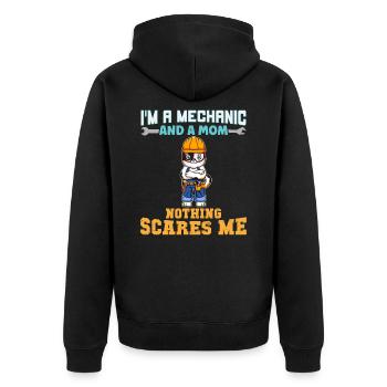 I'm A Mechanic And A Mom Nothing Scares Me - Unisex Premium Bio Zip Hoodie - Schwarz - Hinten - Nico (187cm)