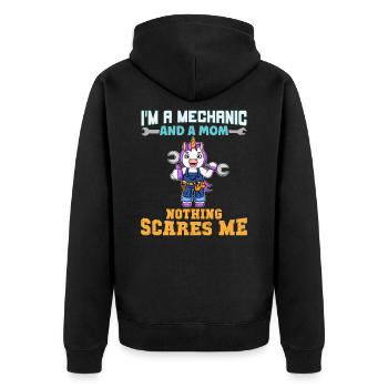 I'm A Mechanic And A Mom Nothing Scares Me - Unisex Premium Bio Zip Hoodie - Schwarz - Hinten - Nico (187cm)