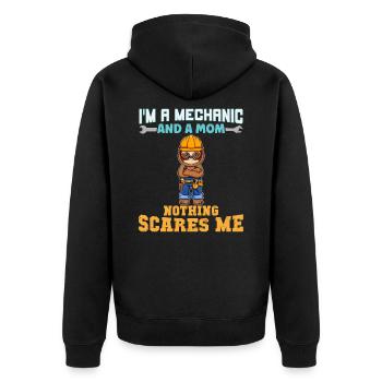 I'm A Mechanic And A Mom Nothing Scares Me - Unisex Premium Bio Zip Hoodie - Schwarz - Hinten - Nico (187cm)
