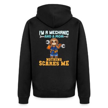 I'm A Mechanic And A Mom Nothing Scares Me - Unisex Premium Bio Zip Hoodie - Schwarz - Hinten - Nico (187cm)