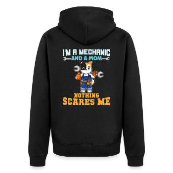 I'm A Mechanic And A Mom Nothing Scares Me - Unisex Premium Bio Zip Hoodie - Schwarz - Hinten - Nico (187cm)
