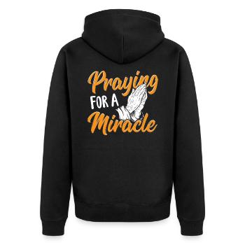 Praying for a Miracle Pastor - Unisex Premium Organic Zip Hoodie - black - Back - Nico (187cm)