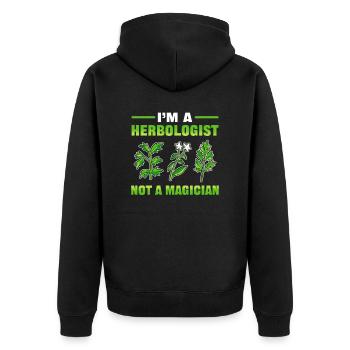 I'm A Herbologist Not A Magician Herbology Plants - Unisex Premium Bio Zip Hoodie - Schwarz - Hinten - Nico (187cm)