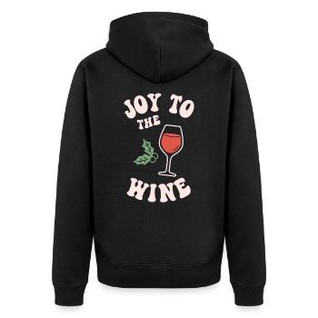 Freude dem Wein Lustiger Trinker Weihnachten Rot Weiß - Unisex Premium Bio Zip Hoodie - Schwarz - Hinten - Nico (187cm)