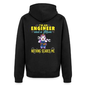 I'm An Engineer And A Mom Nothing Scares Me - Unisex Premium Organic Zip Hoodie - black - Back - Nico (187cm)
