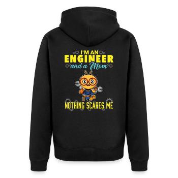 I'm An Engineer And A Mom Nothing Scares Me - Unisex Premium Organic Zip Hoodie - black - Back - Nico (187cm)