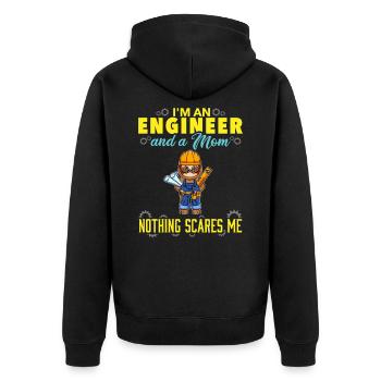 I'm An Engineer And A Mom Nothing Scares Me - Unisex Premium Organic Zip Hoodie - black - Back - Nico (187cm)
