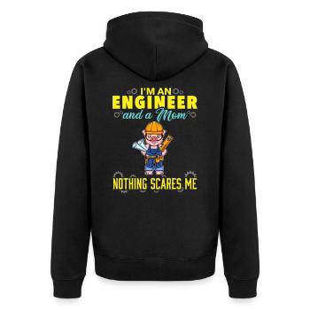 I'm An Engineer And A Mom Nothing Scares Me - Unisex Premium Organic Zip Hoodie - black - Back - Nico (187cm)