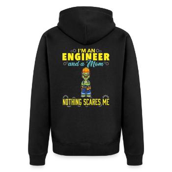 I'm An Engineer And A Mom Nothing Scares Me - Unisex Premium Organic Zip Hoodie - black - Back - Nico (187cm)