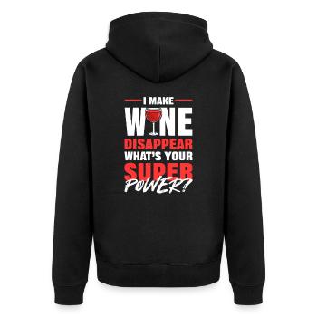 I Make Wine Disappear What’s Your Superpower Red - Unisex Premium Bio Zip Hoodie - Schwarz - Hinten - Nico (187cm)