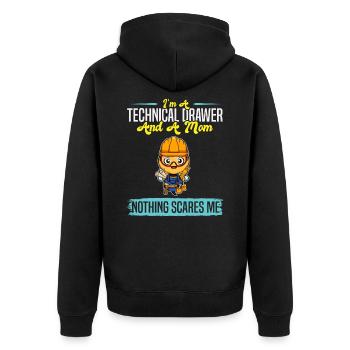 I'm A Technical Drawer And A Mom Nothing Scares Me - Unisex Premium Bio Zip Hoodie - Schwarz - Hinten - Nico (187cm)