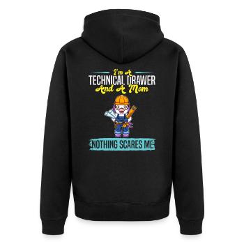 I'm A Technical Drawer And A Mom Nothing Scares Me - Unisex Premium Bio Zip Hoodie - Schwarz - Hinten - Nico (187cm)