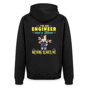 I'm An Engineer And A Mom Nothing Scares Me - Unisex Premium Organic Zip Hoodie - black - Back - Nico (187cm)