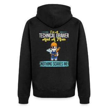 I'm A Technical Drawer And A Mom Nothing Scares Me - Unisex Premium Bio Zip Hoodie - Schwarz - Hinten - Nico (187cm)