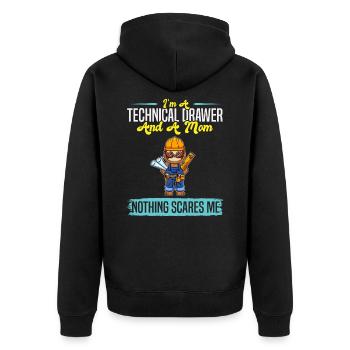 I'm A Technical Drawer And A Mom Nothing Scares Me - Unisex Premium Bio Zip Hoodie - Schwarz - Hinten - Nico (187cm)