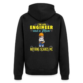 I'm An Engineer And A Mom Nothing Scares Me - Unisex Premium Organic Zip Hoodie - black - Back - Nico (187cm)