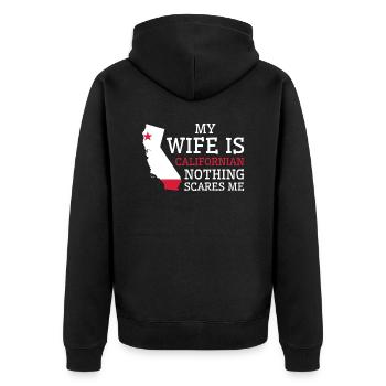 Nichts macht mir Angst Kalifornische Ehefrau - Unisex Premium Bio Zip Hoodie - Schwarz - Hinten - Nico (187cm)