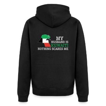 Nichts macht mir Angst Kuwaitischer Ehemann Kuwait - Unisex Premium Bio Zip Hoodie - Schwarz - Hinten - Nico (187cm)