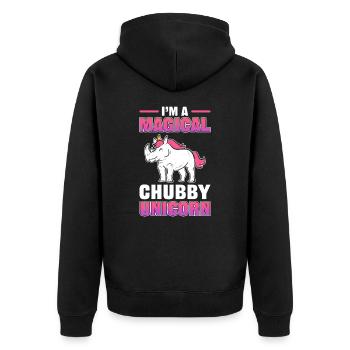 I'm A Magical Chubby Unicorn Rhino Rhinoceros - Unisex Premium Bio Zip Hoodie - Schwarz - Hinten - Nico (187cm)