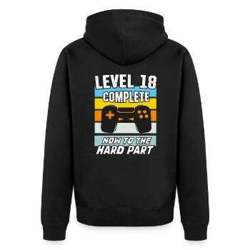 Niveau 18 Jeux vidéo d’anniversaire 18ème jour - Veste à capuche bio Premium Unisexe - noir - Dos - Nico (187cm)