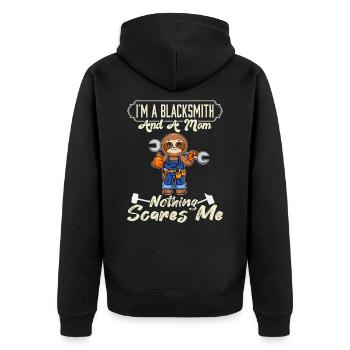 Je suis un forgeron et une maman rien ne me fait peur - Veste à capuche bio Premium Unisexe - noir - Dos - Nico (187cm)