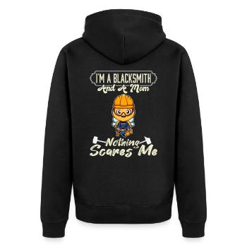 Je suis un forgeron et une maman rien ne me fait peur - Veste à capuche bio Premium Unisexe - noir - Dos - Nico (187cm)